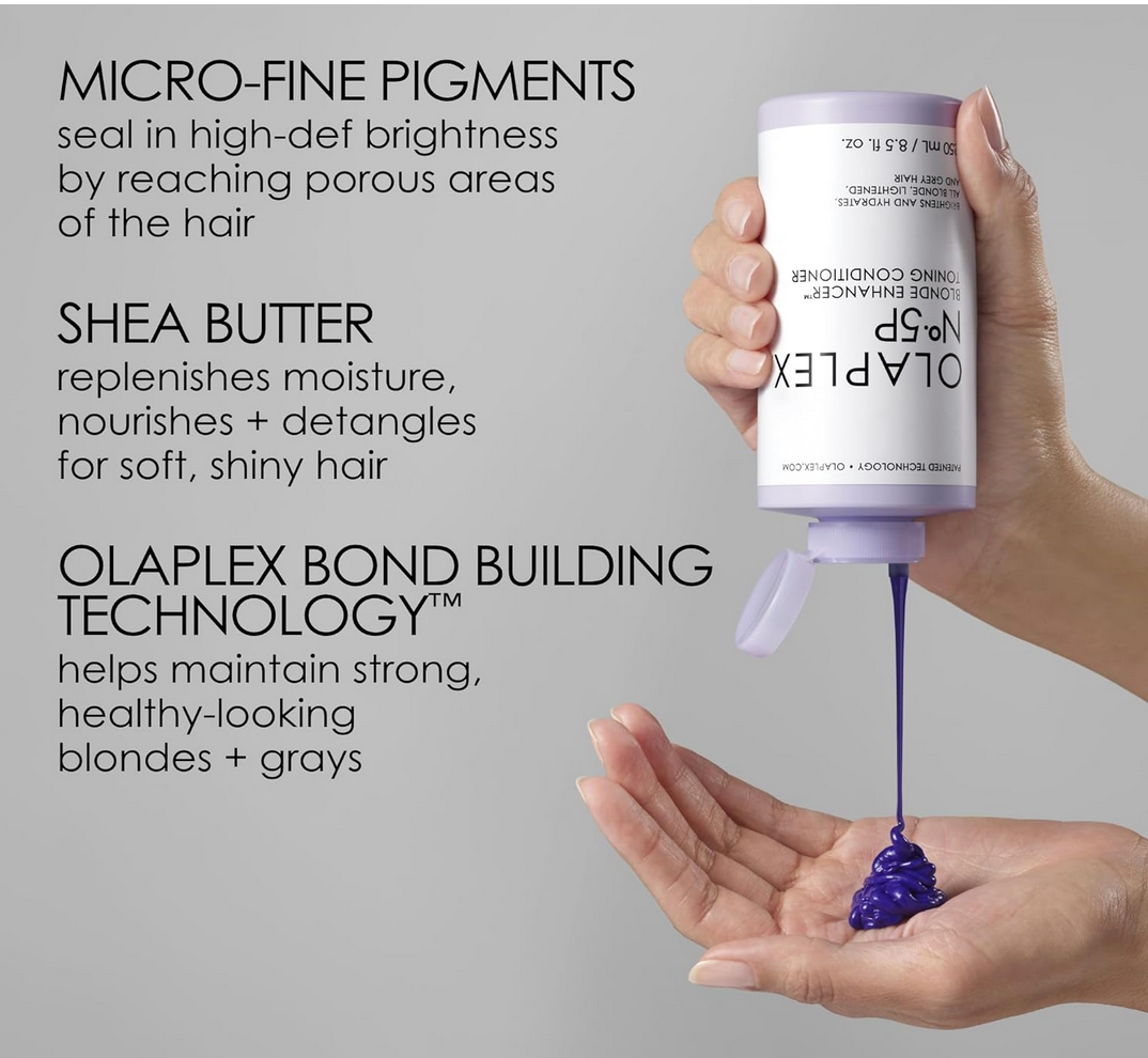 Olaplex No. 5P Blonde Enhancer Purple Toning Conditioner, Repairs, Hydrates, & Brightens All Blonde, Lightened, & Grey Hair